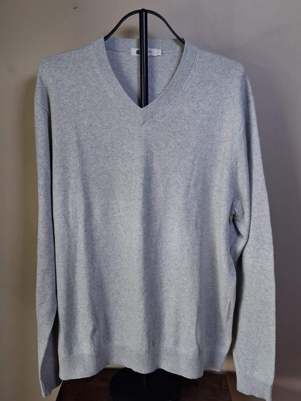 J. CREW Men's COTTON CASHMERE BLEND V-NECK KNIT Gray SWEATER; Size XL